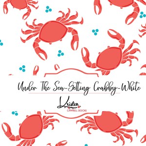 Crab Digital Paper, Seamless pattern, digital download, Digital scrapbook paper, sublimation pattern, Crab Paper, crustacean, commercial use