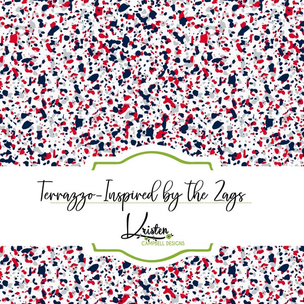 Terrazzo inspired by Gonzaga, Seamless pattern, digital scrapbooking paper, College football, Sports, sublimation pattern, commercial use