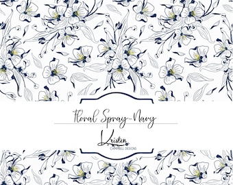 Navy and Citron Floral, seamless repeat, printable fabric, digital scrapbooking paper, sublimation pattern, digital download,commercial use