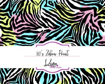 80er Jahre Zebra Muster, digitales Papier, Scrapbooking Papier, Sublimationsmuster, bedruckbarer Stoff, Tierdruck, kommerzielle Nutzung