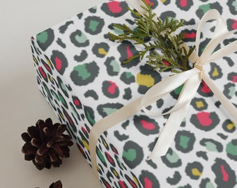 Vintage Christmas Leopard Wrapping paper sheets