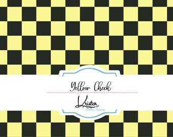 Yellow and black Checkered seamless repeat pattern digital scrapbooking checkered paper, sublimation pattern digital download check paper