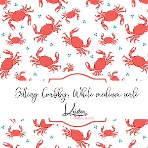 Crab digital paper, scrapbooking paper, sublimation pattern, Crab sublimation, crustacean paper, commercial use, seamless repeat pattern