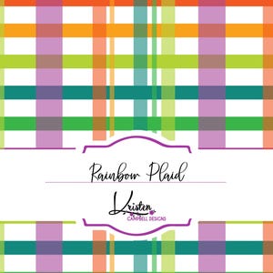 Rainbow plaid seamless pattern, digital paper, scrapbooking paper, sublimation pattern, printable fabric, rainbow stripes, commercial use