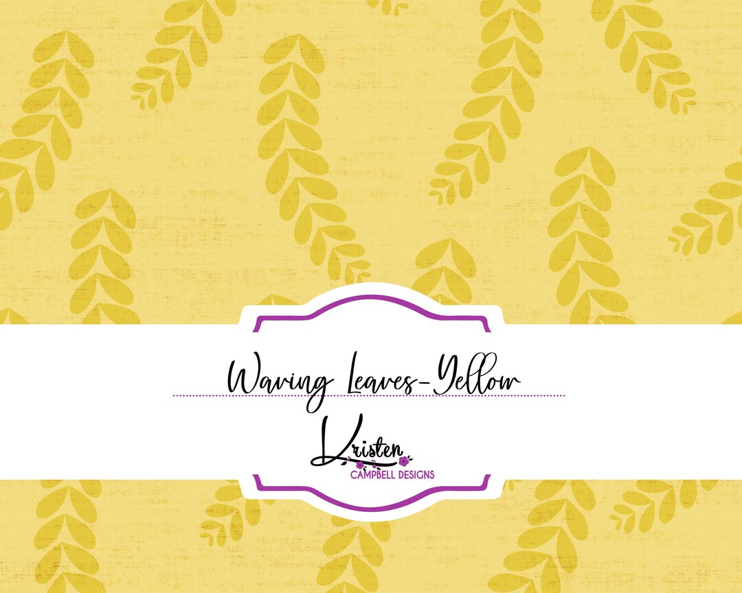 Textured Yellow Wavy Leaves Seamless Pattern, Scrapbooking, Digital ...