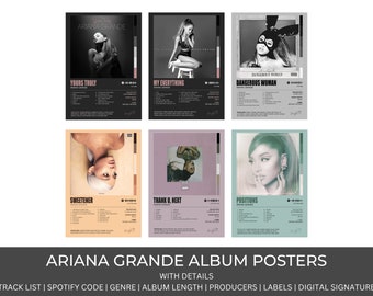 Ariana Grande Album Posters Digitale Print, Album Cover, Ariana Grande Album Print, Aangepaste Album Poster, Ariana Grande Merch, Custom Album