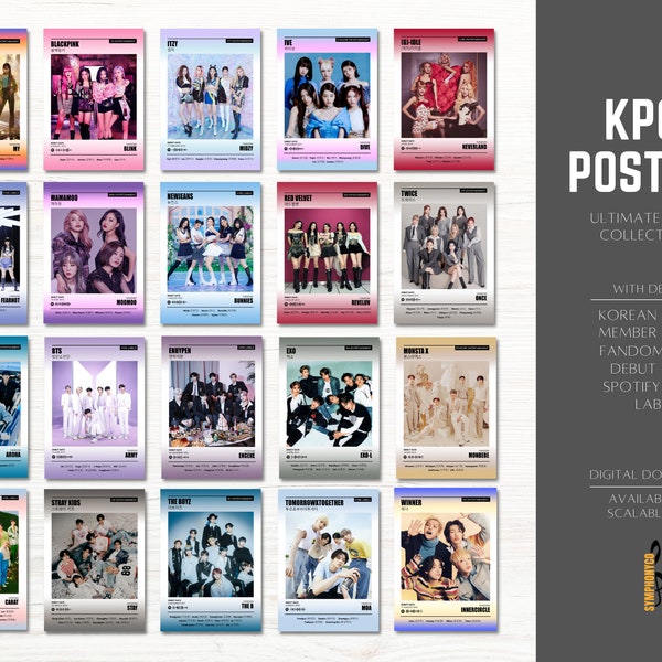 Colección de carteles de KPOP #1 Impresión digital, Impresiones estéticas de KPop, Decoraciones de KPop, Merch de Kpop, Carteles de arte de pared de Kpop, Carteles de grupos de Kpop, Kpop