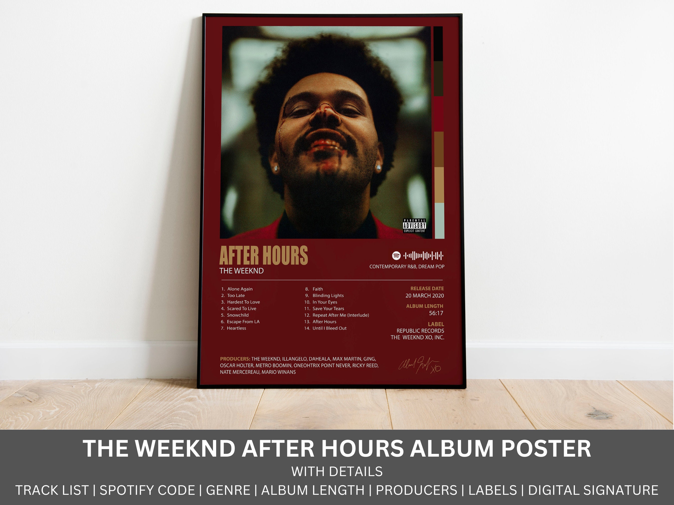 After Hours Album Cover The Weeknd Poster – Aesthetic Wall Decor