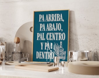 Cheers Print Mexican Wall Art Minimalist Bar Cart Poster Mexican Print Bar Art Spanish Decor Mexico Art Kitchen Digital Download