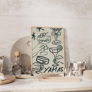 Greece Wall Art Mediterranean Print Yamas Trendy Summer Poster Coquette Decor Greek Summer Poster Minimalist Cheers Coastal Kitchen Decor