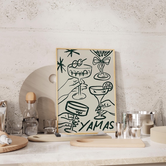 Greece Wall Art Mediterranean Print Yamas Trendy Summer Poster Coquette Decor Greek Summer Poster Minimalist Cheers Coastal Kitchen Decor