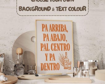 Custom Cheers Print Mexican Wall Art Minimalist Bar Cart Poster Mexican Print Bar Art Spanish Decor Mexico Art for Kitchen Digital Download