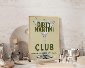Dirty Martini Print Bar Art Print Cocktail Poster Trendy Wall Art Bar Cart Wall Art Bar Printable Art Drinks Wall Decor Digital Download Art