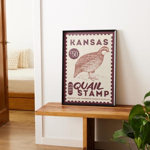 Kansas Quail Vintage Plakat Kunst Retro Jagd-Druck Kabine Wand-Dekor Outdoor Sport Jäger Illustration Kansas Quail 1953 druckbare Wandkunst