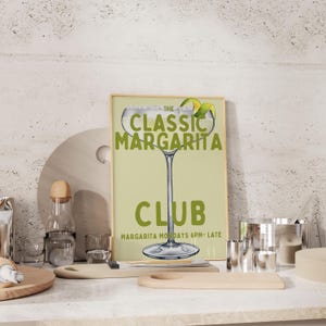 Impresión de margarita, impresión artística de barra, póster de cóctel, arte de pared moderno, arte de pared con carrito de bar, arte imprimible de barra, decoración de pared con bebidas, arte con descarga digital