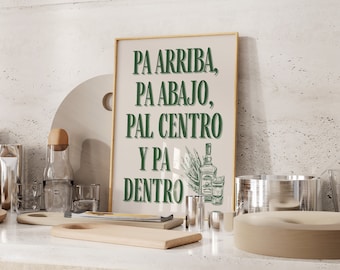 Cheers Print Mexican Wall Art Minimalist Bar Cart Poster Mexican Print Bar Art Spanish Decor Mexico Art for Kitchen Digital Download