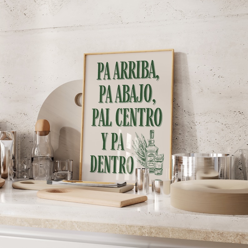 Cheers Print Mexican Wall Art Minimalist Bar Cart Poster Mexican Print Bar Art Spanish Decor Mexico Art for Kitchen Digital Download