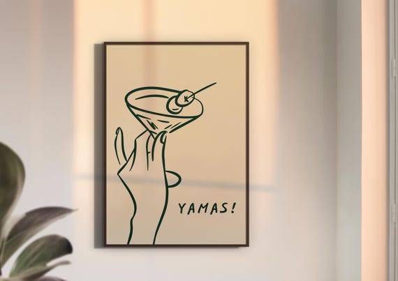 Greece Wall Art Mediterranean Print Yamas Trendy Summer Poster Coquette Decor Greek Summer Poster Minimalist Coastal Cheers Kitchen Decor