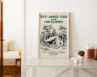 Retro Camping Art Print Vintage Outdoors Poster Mountaineering Decor Vintage Hunting Adventure Print Trendy Hiking Wall Art Digital Download