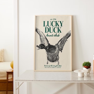 Duck Hunting Vintage Poster Art Retro Hunting Print Cabin Wall Decor Outdoor Sports Hunter Illustration Gift for Hunter Printable Wall Art