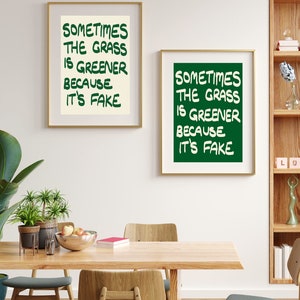 Motivierende Retro grüne Wandkunst, Typografie Wandkunst, Inspirational Spruch Poster, Retro trendiger ästhetischer Druck Lustiges Galerie-Kunst-Bundle 2