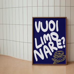 Italiaanse muurkunst zegt blauw vintage typografie poster decor retro handgetekende poster trendy muurkunst galerie muur kunst afdrukbare muurkunst