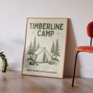 Camping Vintage Poster Art Retro Adventure Print Cabin Wall Decor Outdoor Sports Outdoorsman Illustration Fishing Hunting Printable Wall Art