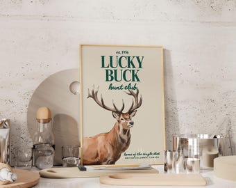 Buck Hunting Vintage Poster Art Retro Hunting Print Cabin Wall Decor Outdoor Sports Hunter Illustration Gift for Hunter Printable Wall Art