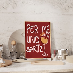 Italiaanse aperol spritz muurkunst rode vintage poster print decor, retro handgetekende poster, trendy muurkunst, galerie muur kunst afdrukbare muurkunst