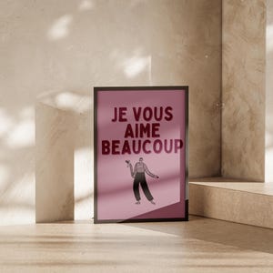 フランス語のI Love You Allウォールアートヴィンテージポスタープリント装飾、ピンクのバーカートアートポスター、トレンディなウォールアート、ギャラリーウォールアート、印刷可能なウォールアート