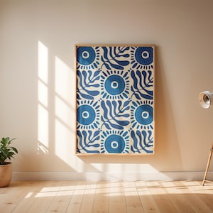Greece Wall Art Mediterranean Print Blue Trendy Summer Poster Coquette Room Decor Greek Summer Poster Minimalist Coastal Kitchen Decor