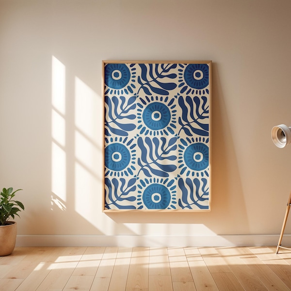 Greece Wall Art Mediterranean Print Blue Trendy Summer Poster Coquette Room Decor Greek Summer Poster Minimalist Coastal Kitchen Decor