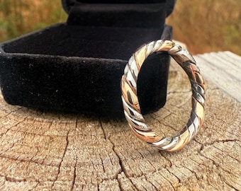 L'elegance Handcrafted Twisted Stainless Steel Ring, Mirror Finish Band, Welder Gift. Bronze edition