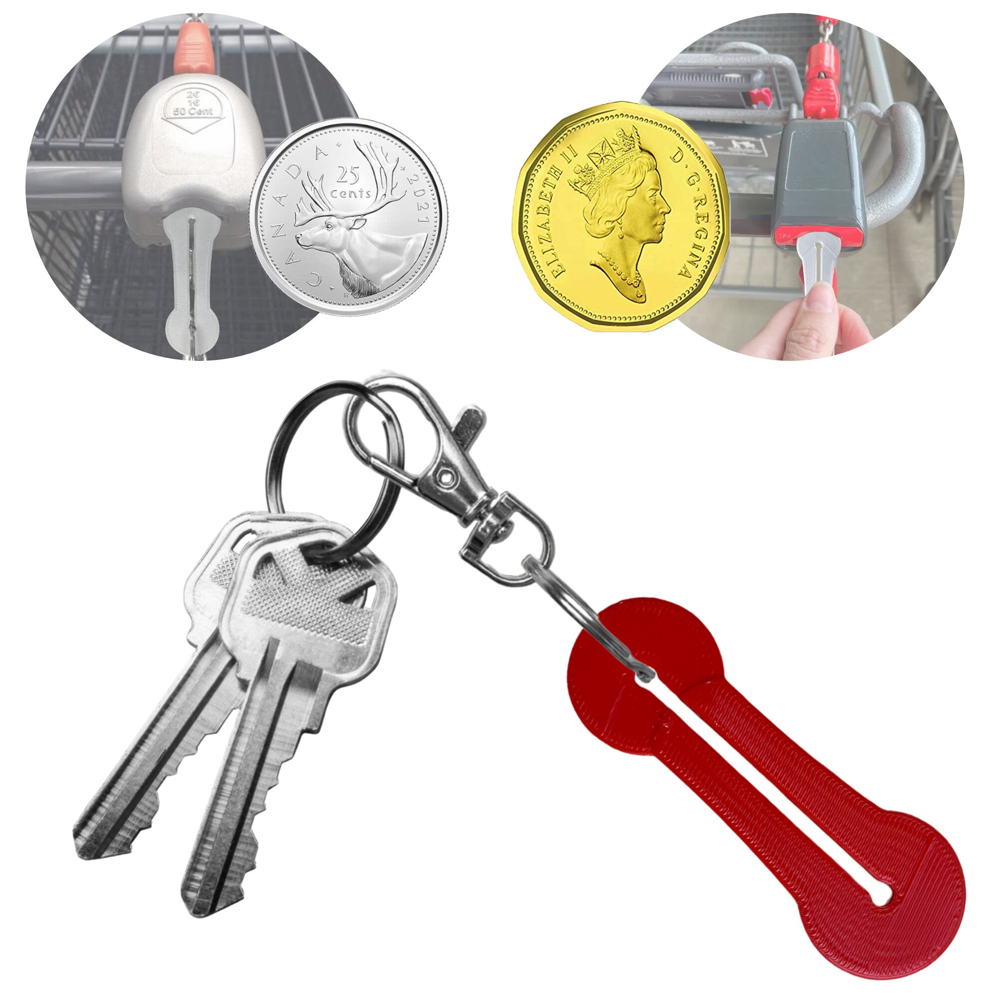 Shopping Cart Key Canadian Loonie and Quarter With Key Rings Etsy Canada