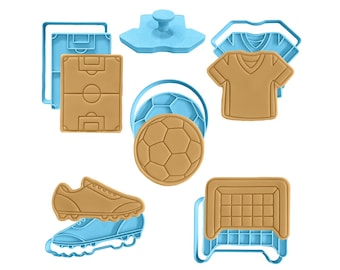 Soccer Football Cookie Cutter stamp Set of 5 | Soccer Shoe | Soccer Field | Soccer Goal | Jersey shirt | Football