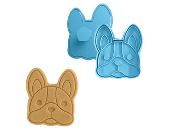 Bulldog Head Dog Bone Cookie Cutter Stamp Bundle | Dog Treat, gift for birthday, dog lovers Pet biscuit Good Boy gift