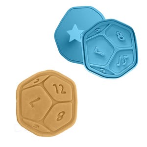 12-Sided Dice Medieval Cookie Cutter stamp | Gaming Dungeons and Dragons D&D Fantasy | RPG Birthday Kids Party theme gift
