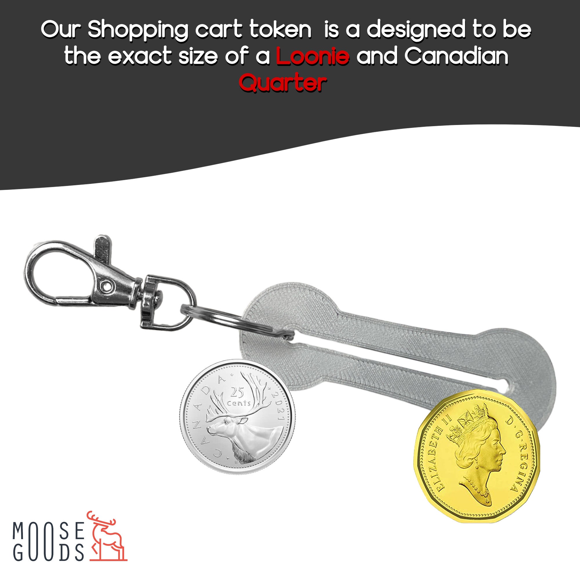 Shopping Cart Key Canadian Loonie and Quarter With Key Rings Shopping Unlock Release Key for