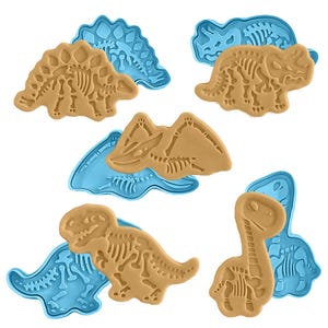 Dinosaurs Cookie Cutter stamp Set of 5 | Fossil T-Rex | reptiles | biscuit cutter | Birthday Dino Kids Party theme gift