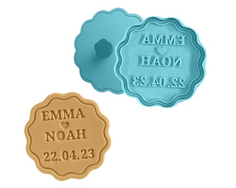 Personalized Wedding Names Date Cookie Cutter Biscuit Stamp Fondant |Custom wedding gift Favours Cake Decorating Icing Cupcakes