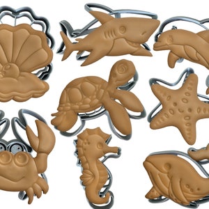 Under the Sea Cookie Cutter Set of 8, Shark, Sea Horse, Dolphin, Starfish, Turtle | Baking & Cake Decorations