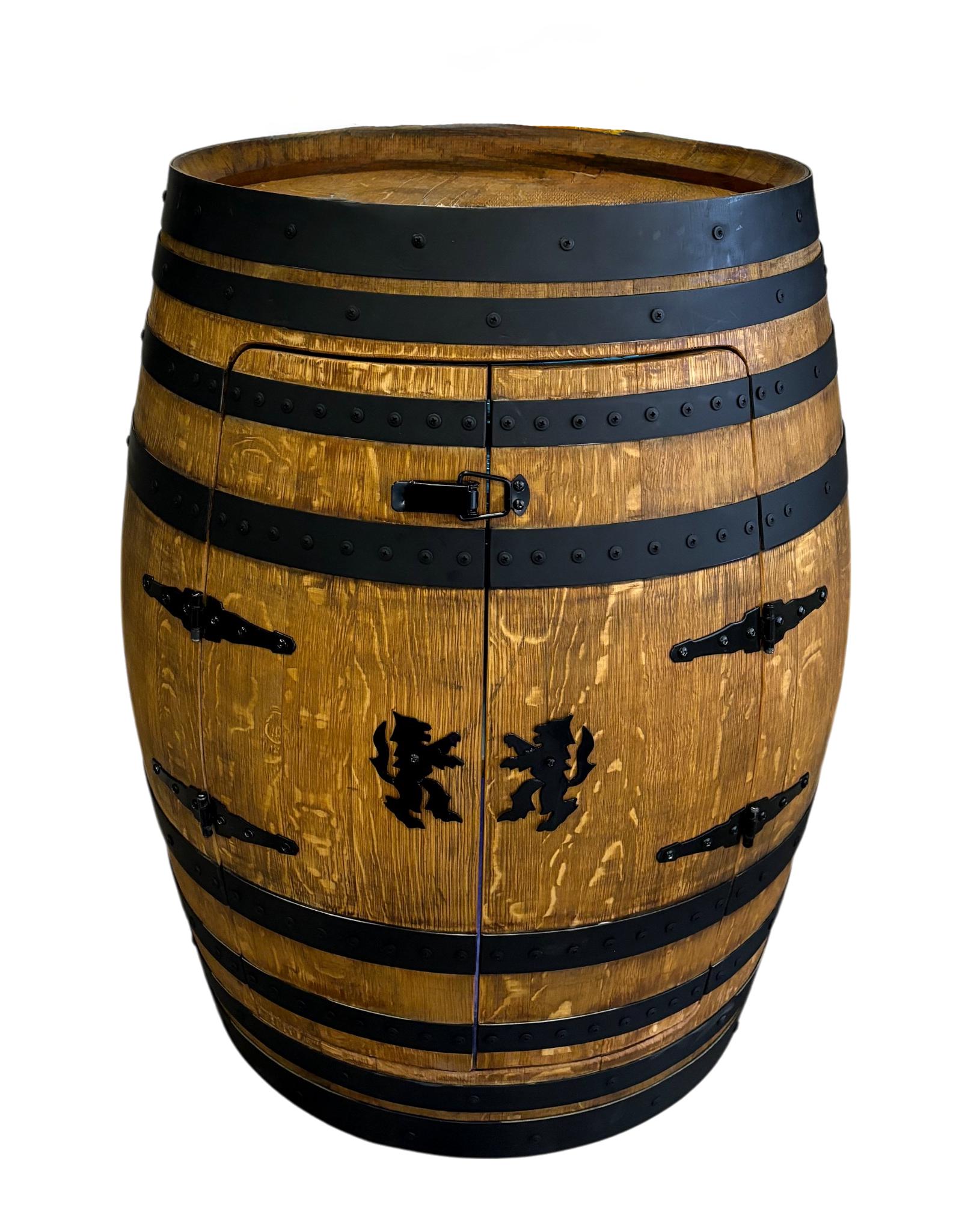 Authentic Whiskey Aged Barrel Cabinet W/ LED Lights | Available Half ...