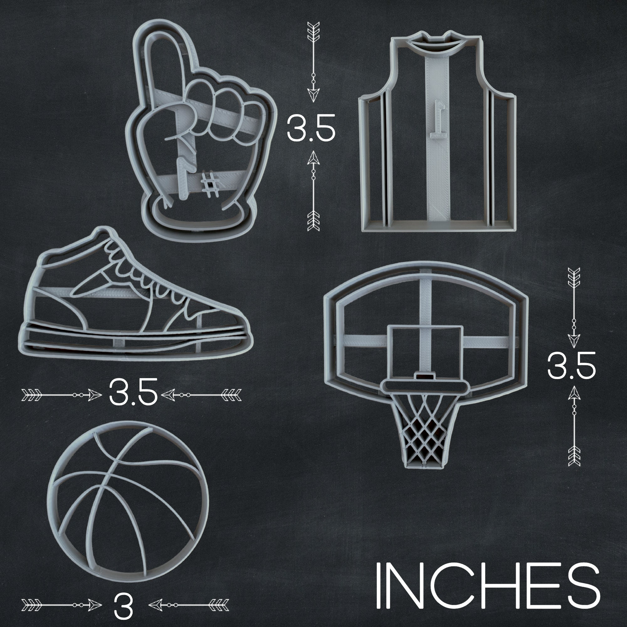 Basketball Cookie Cutter Set of 5 Basketball Hoop Foam Finger