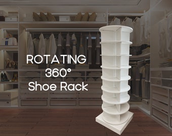 Rotating Wooden 8 Layers Shoe Rack 360 degrees space saving Shoe Organizer Storage Stand | 8- tier Minimalist Modern Design Spinning