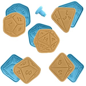 Dice Medieval Cookie Cutter stamp Set of 5 | Gaming Dungeons and Dragons D&D Fantasy | RPG Birthday Kids Party theme gift