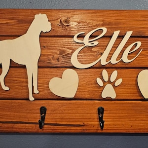 Custom Dog Leash Holder: Wooden Pet Silhouette Key Hanger