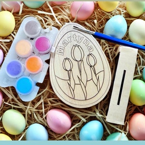Personalized Wooden Easter Egg Paint Kit: DIY Easter Activity