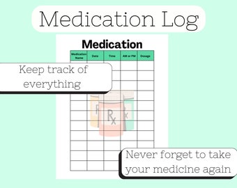 Medication Tracker, Digital and Printable, Instant Download