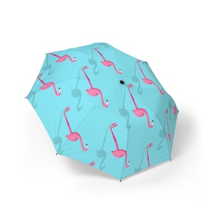 Flamingo Print Foldable Umbrella | Cute Travel Umbrella, Girls Gift, Beach Accessory, Summer Essential, Fun Rain Gear