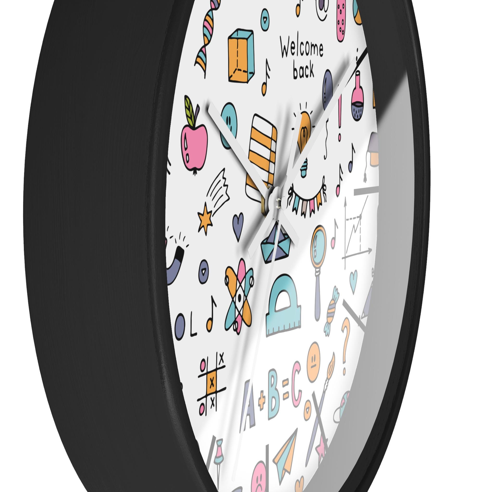 School Themed Wall Clock, Colorful Classroom Decor, Kids Timepiece ...